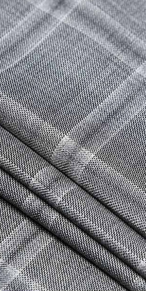 Grey plaid 100% wool business suit