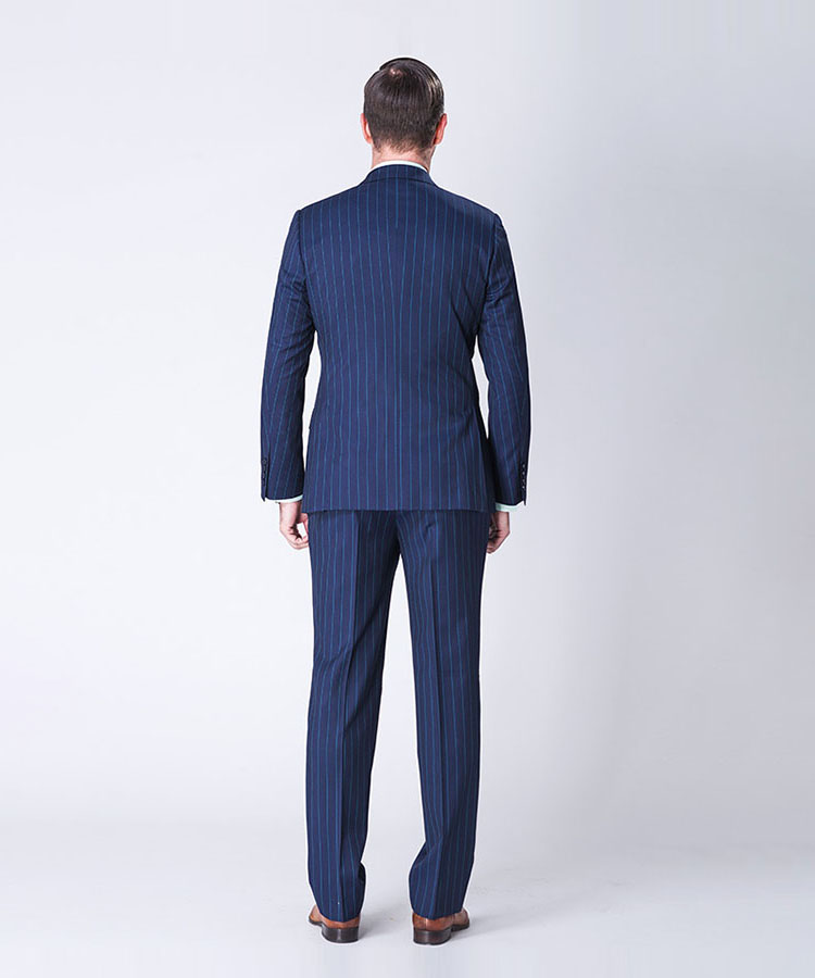 Blue wide stripes double breasted suit