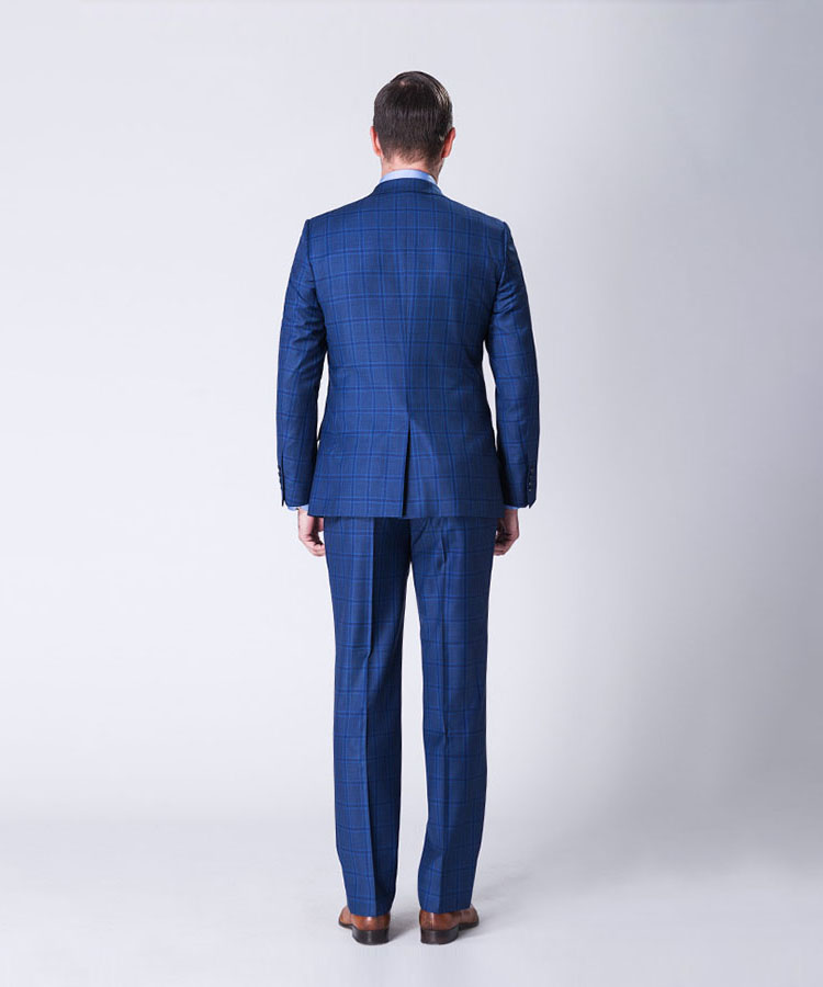Blue wide stripes single 2 button suit