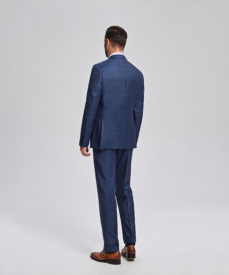 blue contrast plaid Business suit