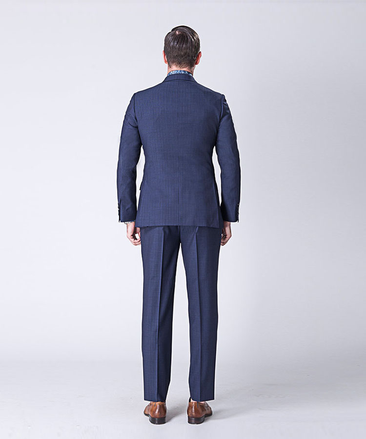blue samll grain 100% wool suit