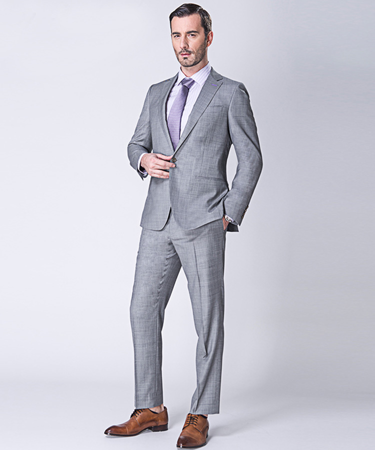 gray elegant plaid double breasted suit