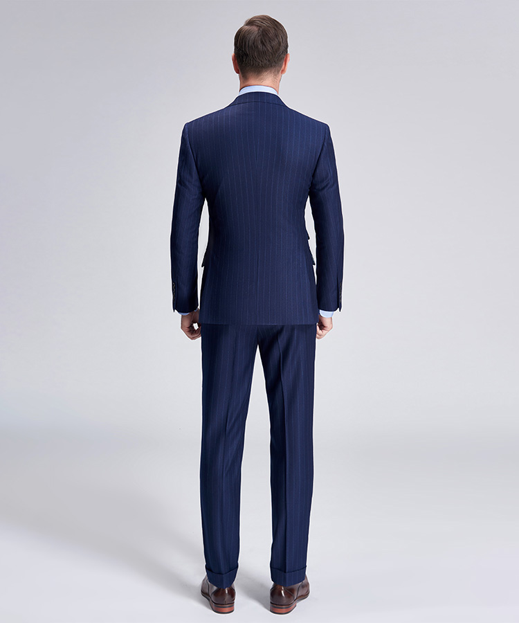Light grey stripe elegant blue suit