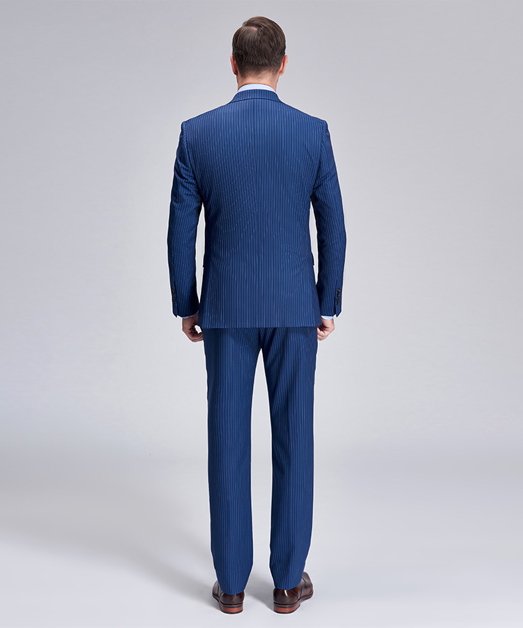 clean light grey stripe blue suit
