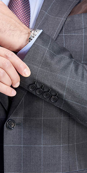 Large squares gray business fit suit