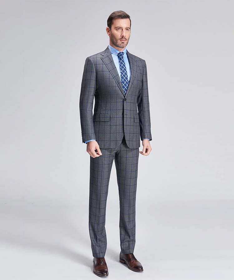 Purple plaid gray fashionable suit for men 