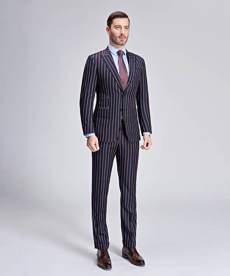 Melankoli kaldenavn Bøde Red and white stripes Navy blue modern fit suit