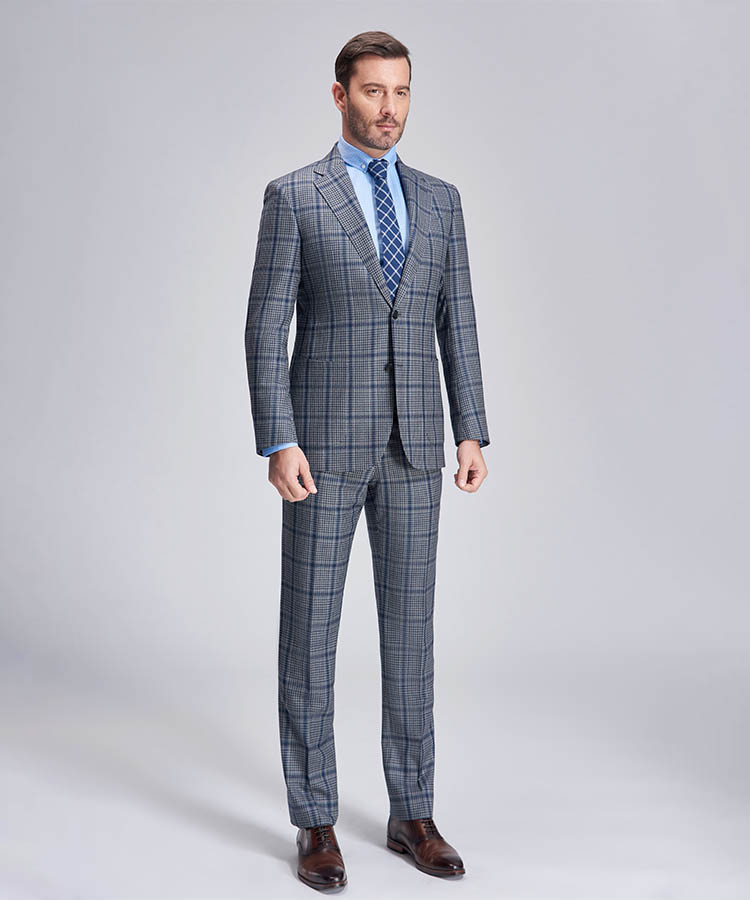 Purple Small squares gray comfortable suit