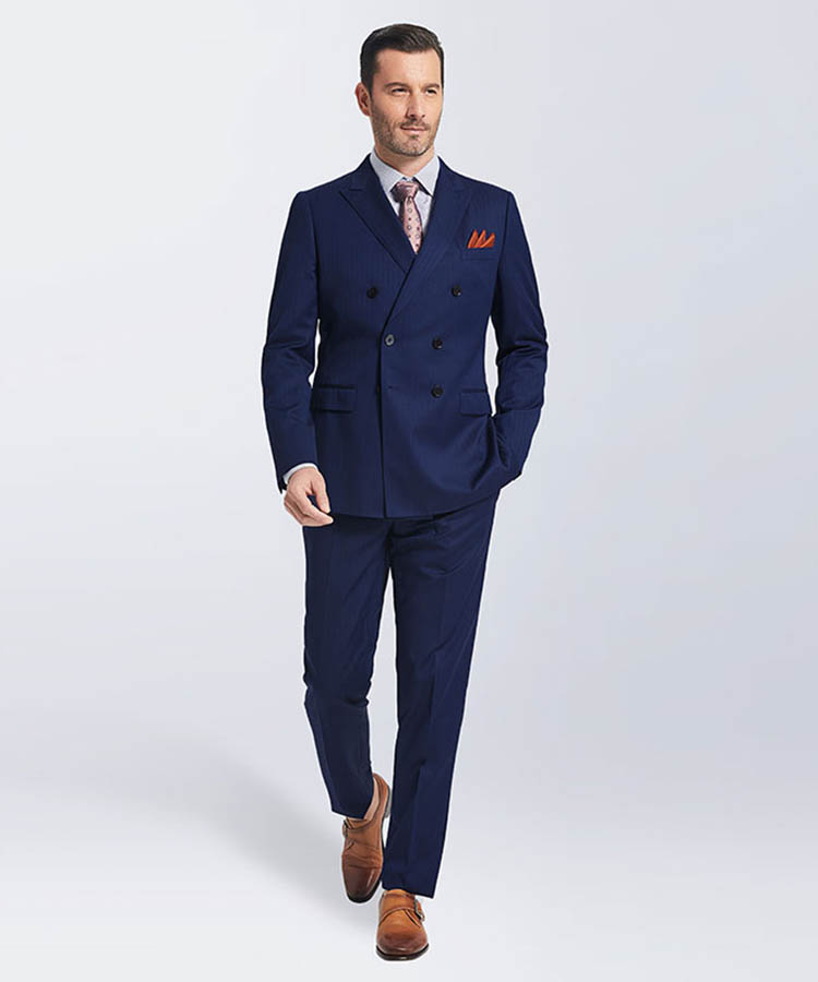 Navy blue 100% wool slim fit suit