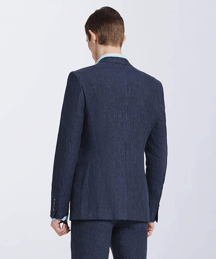 Blue stripes 100% linen fine suit