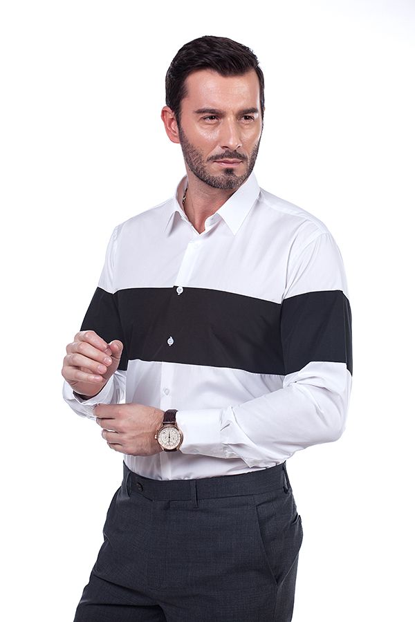 black alternating with white custom shirt 