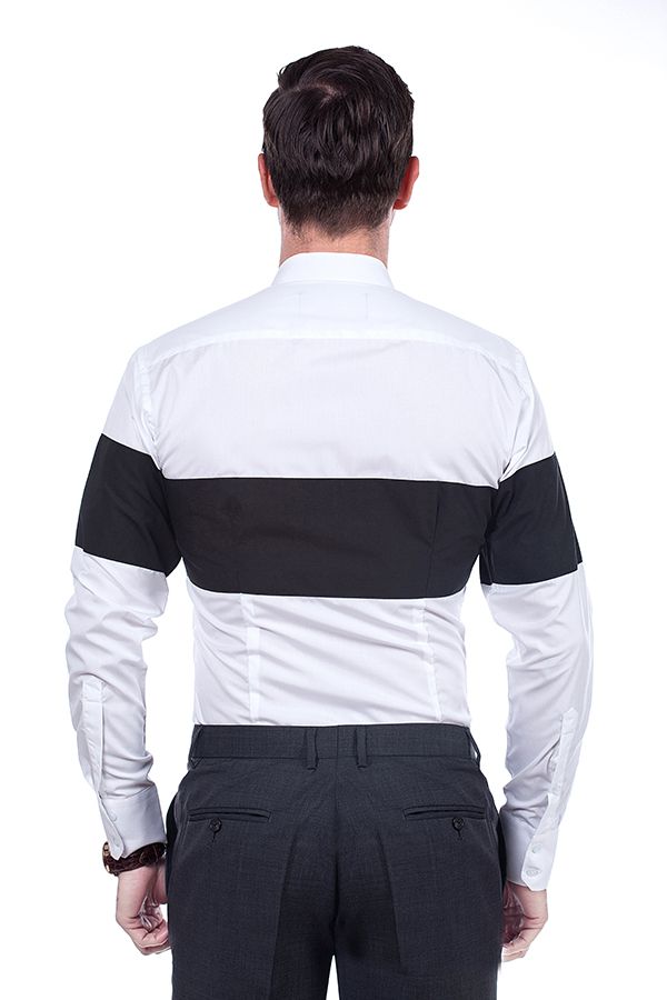 black alternating with white custom shirt 