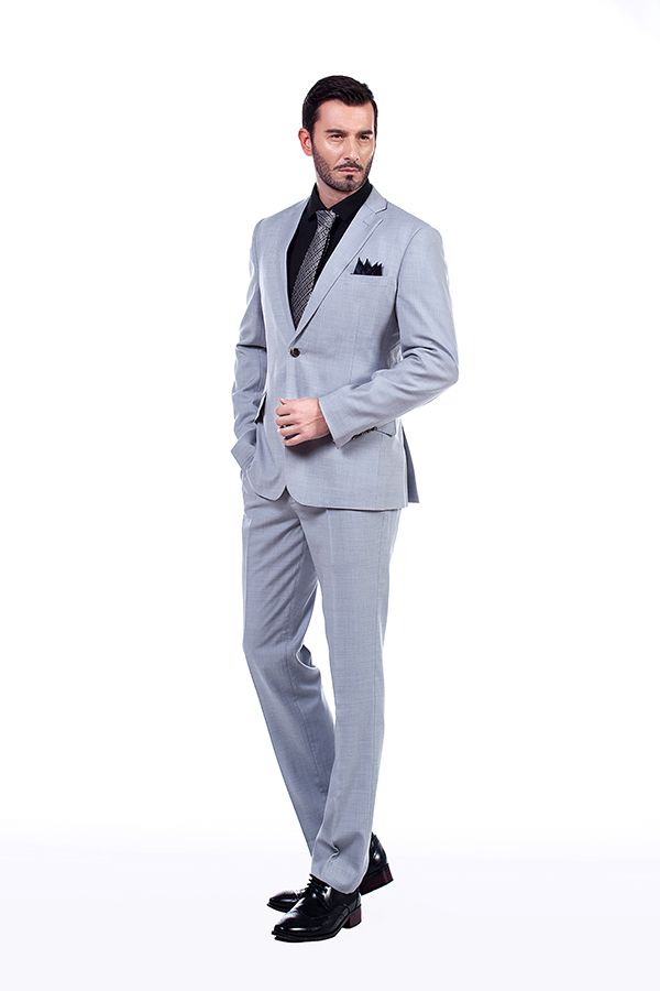 Solid light Grey tailored suit 