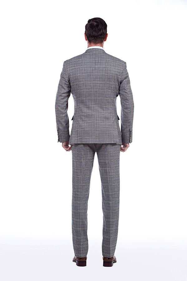 Modern Grey checked men suit 