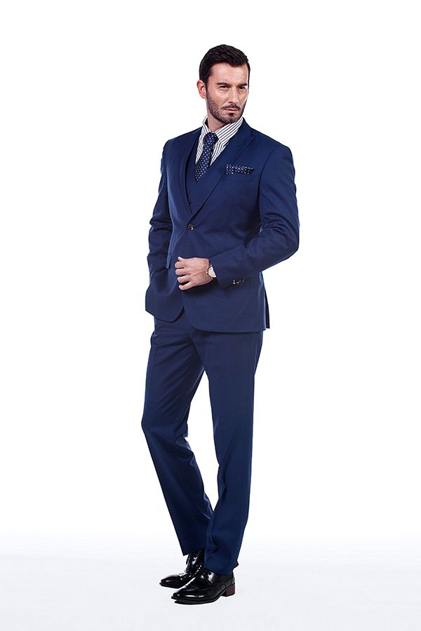 Premium blue Three pieces custom suit
