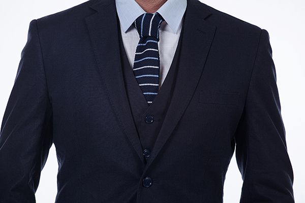 Premium Classic dark navy wool three pieces suits