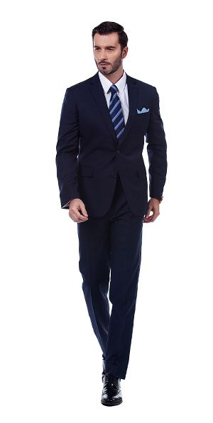 Solid navy blue made to measure suit 