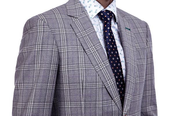 High-end Light Grey Checks Custom Made Suit