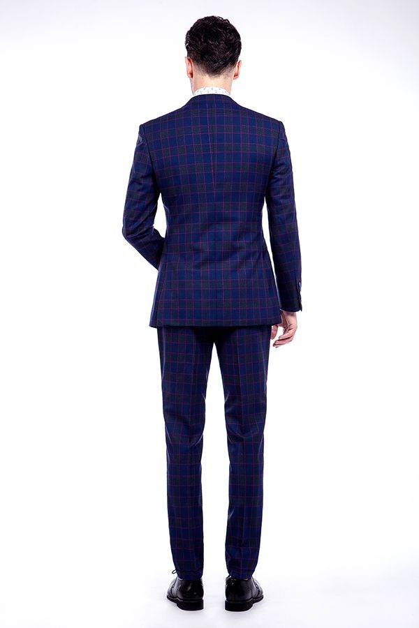 Premium Blue Windowpane Slim Fit Suit