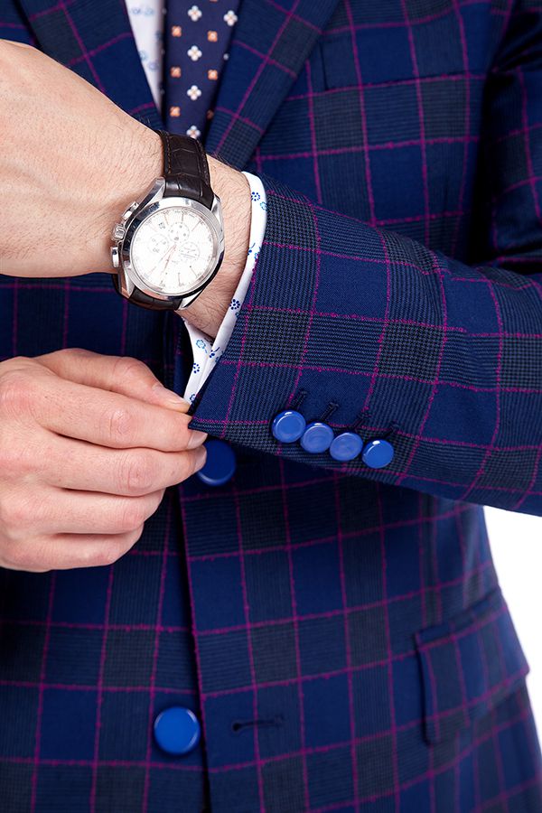 Premium Blue Windowpane Slim Fit Suit