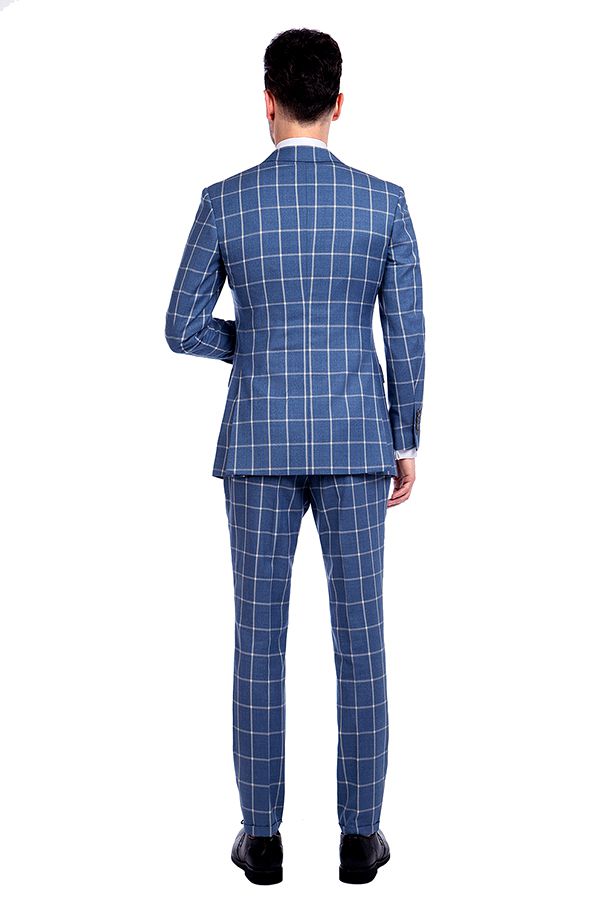 Made to Measure Blue Windowpane Men Business Suit