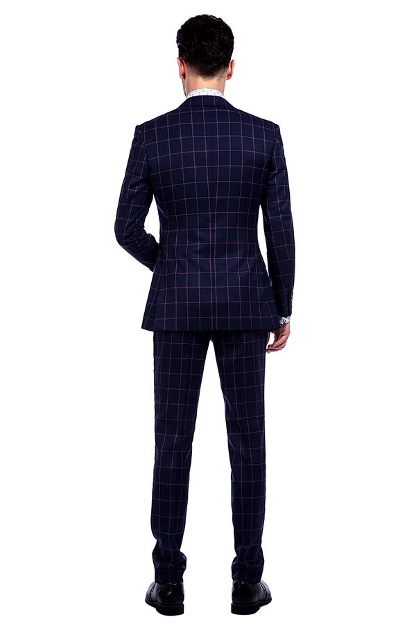 2016 Newly Navy Blue Checks Custom Made Suit