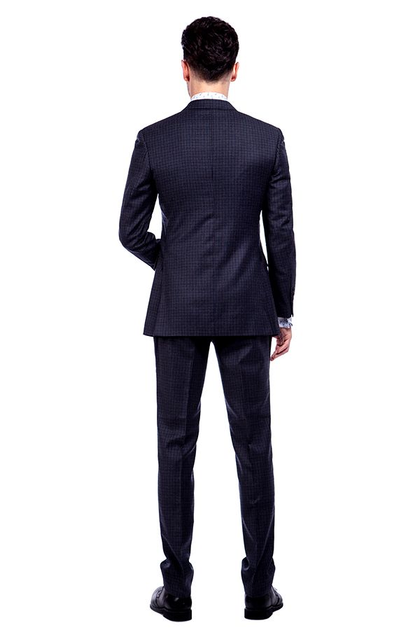 Premium Wool Dark Checks Hand Made Men Suit