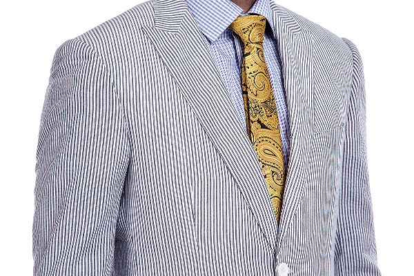 Grey Stripes Breathable Seersucker Causal Suit for Men 