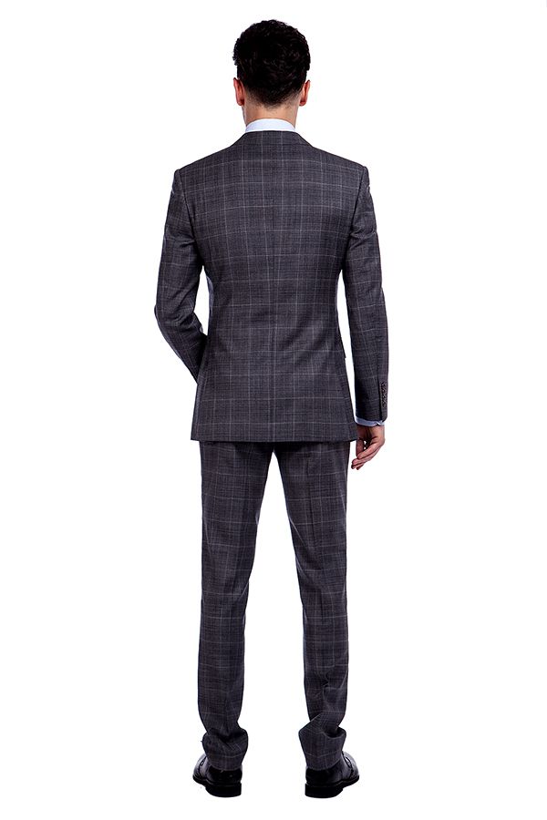 Bespoke Premium Grey Checks Suit for Men 