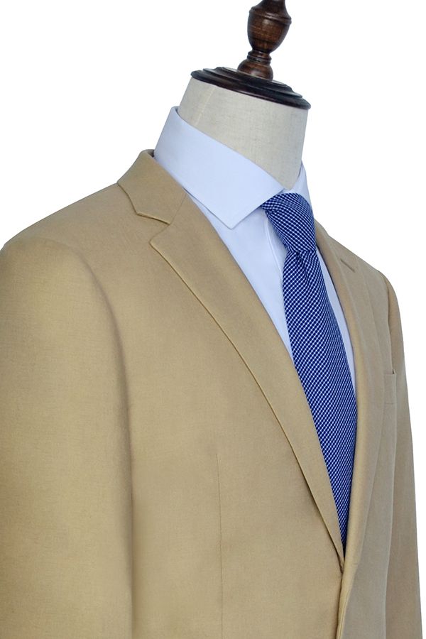 Light brown linen Notched lapel casual suit for mrn