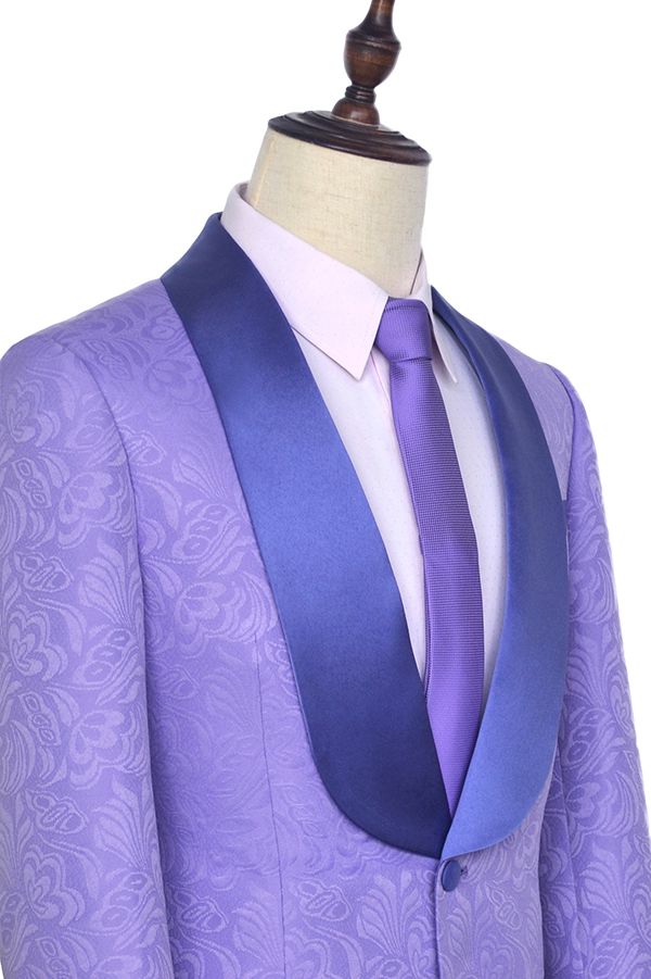 Light purple jacquard customized party suits