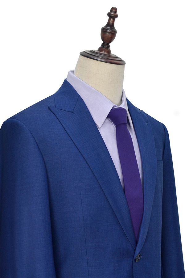 Navy blue wool one button customized suits for office