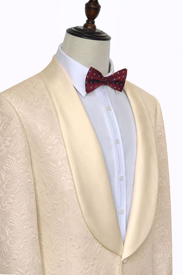 Champagne jacquard aristocratic customized suit 