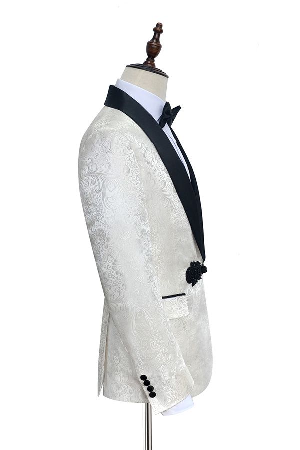 White jacquard Chinese knot button custom suit for party