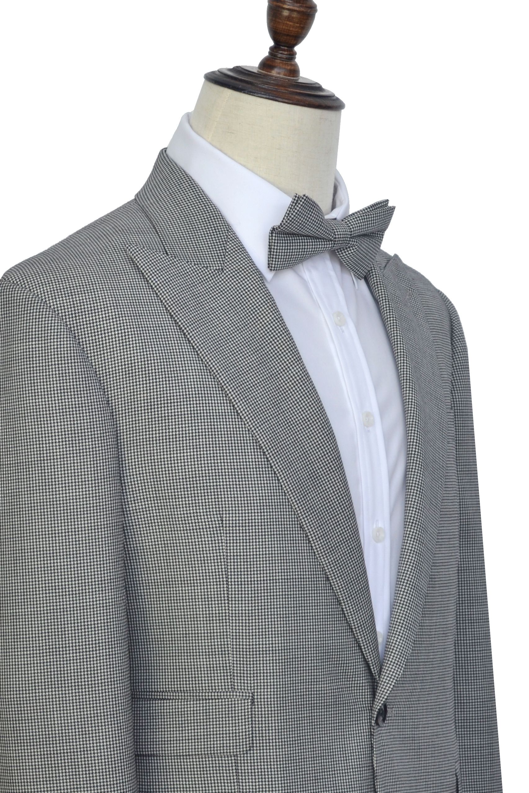 Gray wool small grid literary one botton leisure tailored suit