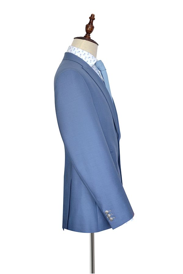 Thin blue wool three besom pocket summer comfortable and customized suit