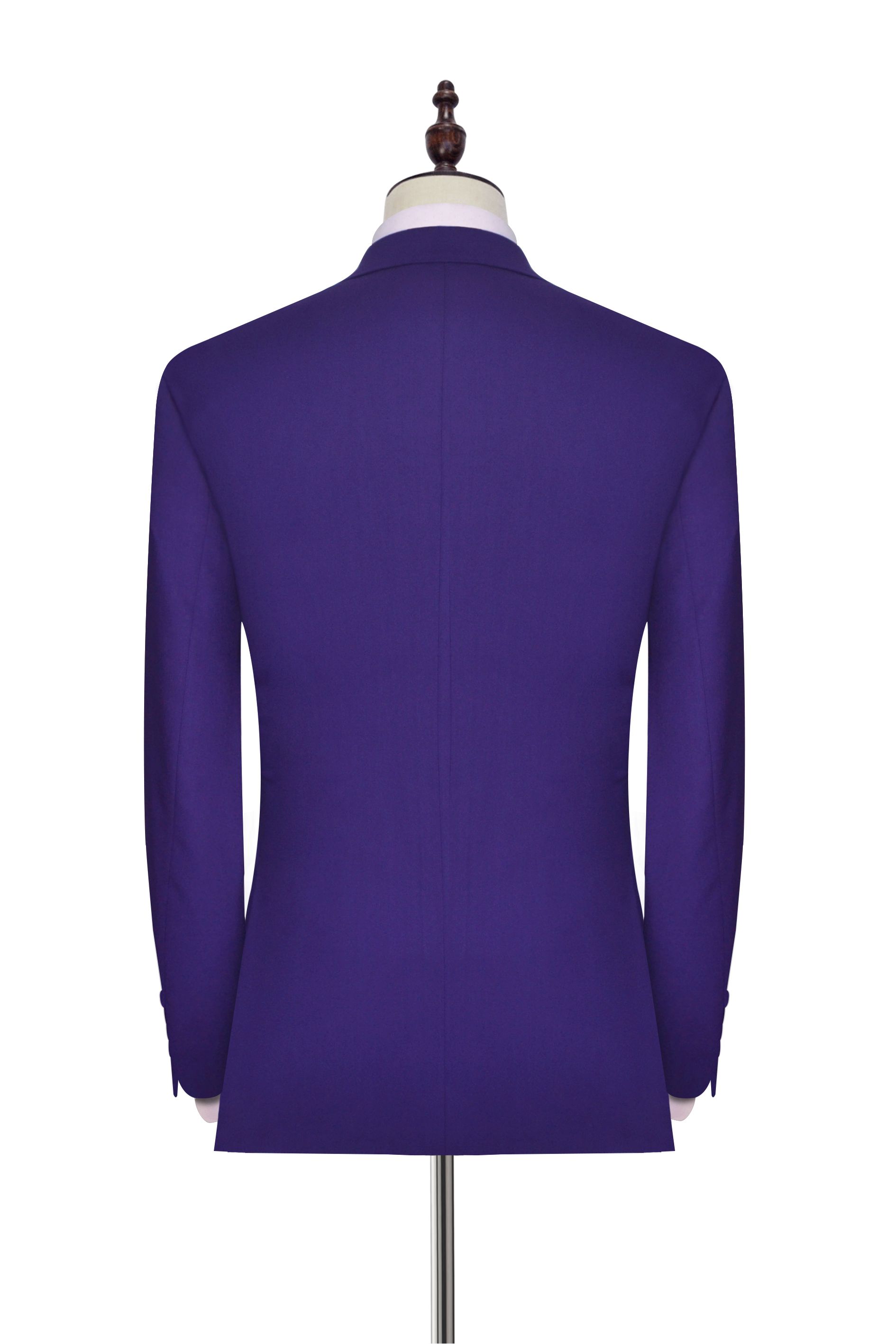 Purple black collar wool Peak lapel three-piece wedding suit for groom 