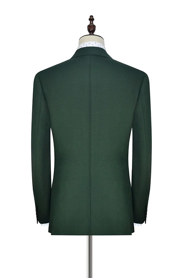 Green wool double-breasted tailored suit for formal  