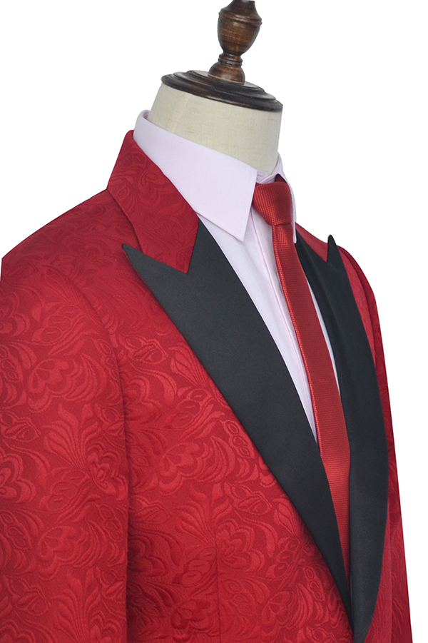 Bright red jacquard wedding suit