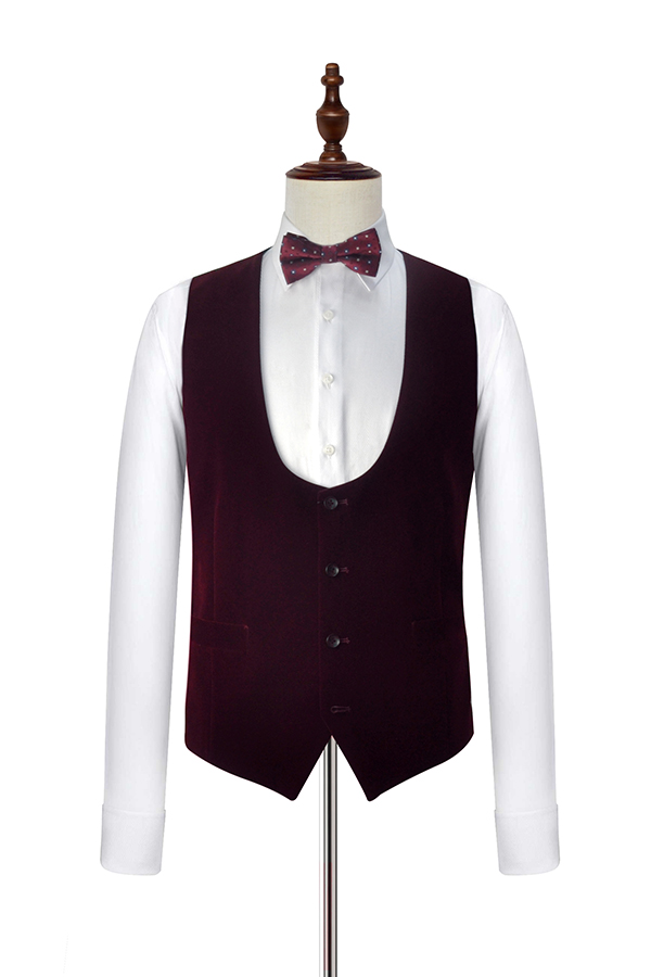 White red velvet collar wool one button wedding suit for groom