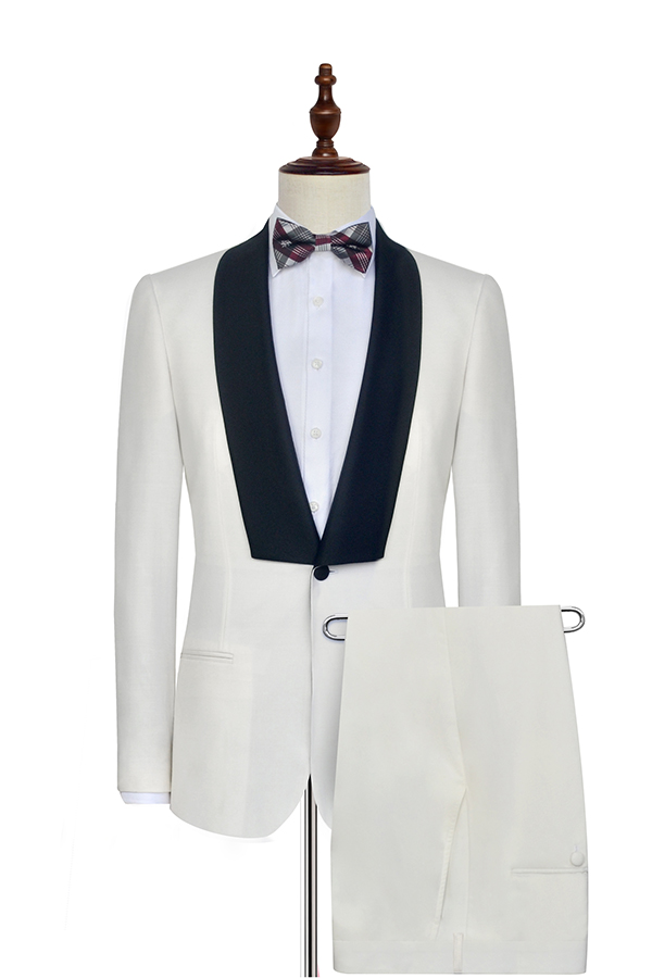 White black knife collar wedding suit
