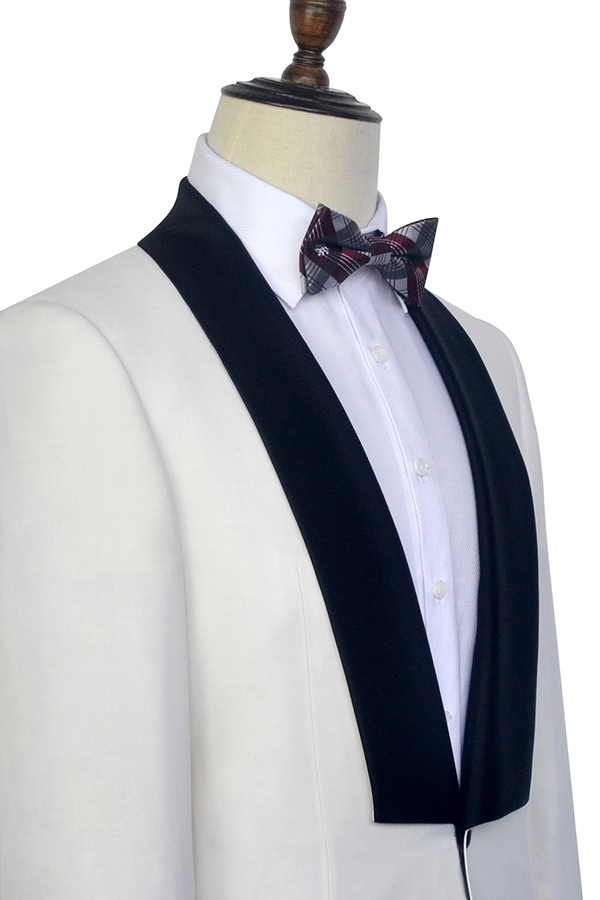 White black knife collar wedding suit