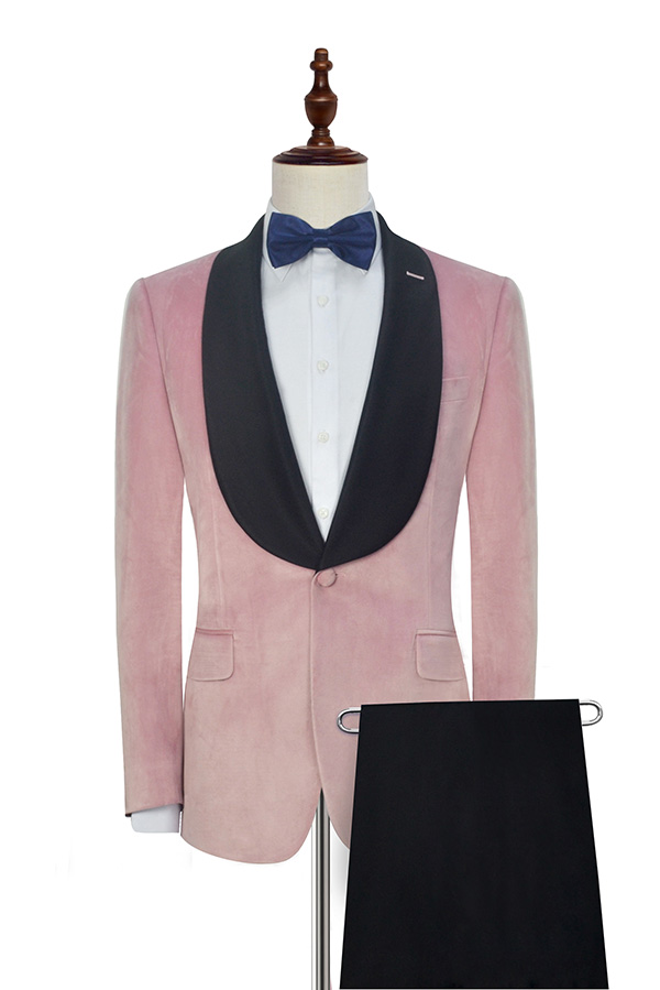 Pink velvet custom three-piece tuxedo suit